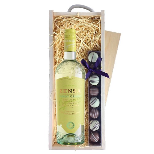 Zensa Pinot Grigio IGP 75cl White Wine & Truffles, Wooden Box
